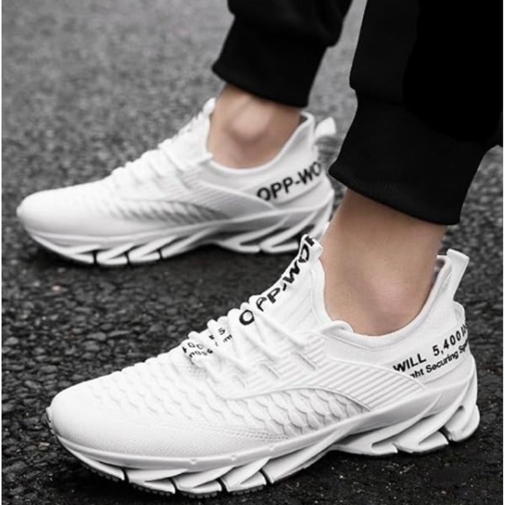 Mens White Blade Running Sneakers Fashion Mesh Athletic Shoes Sz 9.5 NEW